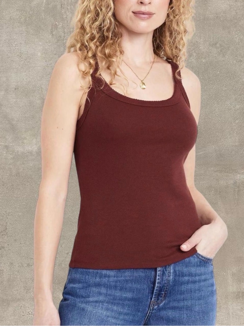 90s Ribbed Lace-Trim Tank Old Navy NWT Maroon